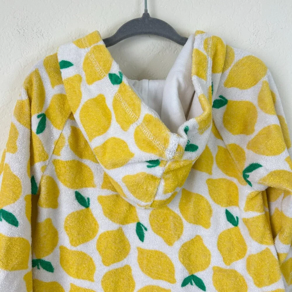 Hanna Andersson Yellow Lemon Print Hooded Kids Swim Coverup
